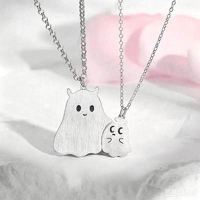 Halloween Alloy Ghost Pendant Couple Necklace Sets for Unisex WGE9DE0-01-1