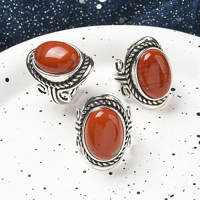 Natural Red Jasper Adjustable Rings RJEW-I108-01AS-18-1