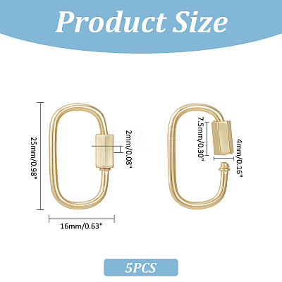5Pcs Brass Screw Carabiner Lock Charms KK-UN0002-02-1