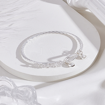1Pc Flower Alloy Cuff Bangles for Women BJEW-LP0003-43-1