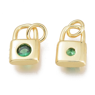 Brass Micro Pave Cubic Zirconia Charms KK-M206-32G-01-1