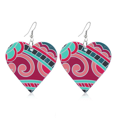 Printed Acrylic Dangle Earrings for Women WG7422D-01-1