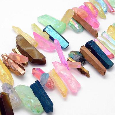 Electroplated Natural Quartz Crystal Bead Strands G-G895-16-1