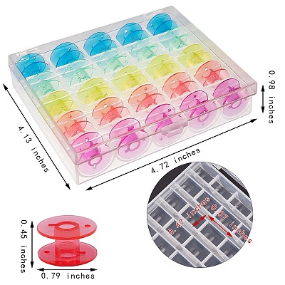 2 Boxes 25 Compartments Polypropylene(PP) Plastic Sewing Machine Bobbins with Storage Case CON-SZ0001-17-1