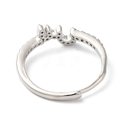 Rack Plating Brass Cubic Zirconia Arabic Letters Adjustable Rings for Women RJEW-S407-10P-07-1
