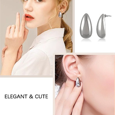 Brass Teardrop Stud Earrings for Women JE1090B-1
