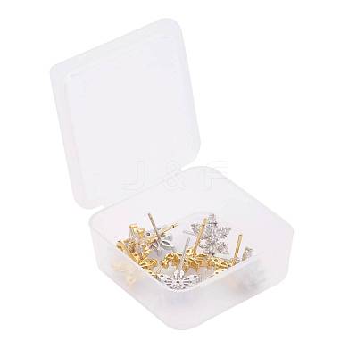 4 Pairs 2 Style Brass Micro Pave Clear Cubic Zirconia Stud Earring Findings KK-ZZ0001-06-1