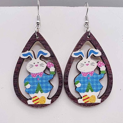Easter Wood Dangle Earrings FS-WG65A0D-05-1