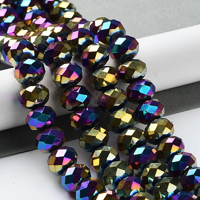 Electroplate Glass Beads Strands GR8X12MMY-M-1