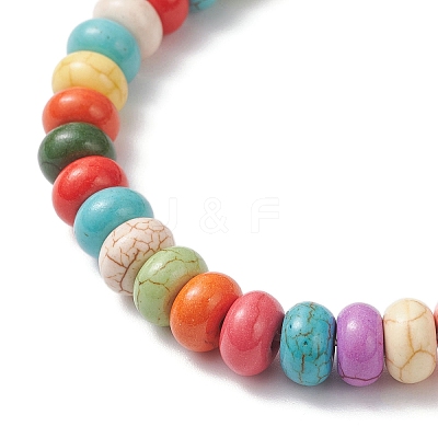 Synthetic Turquoise Rondelle Beads Stretch Bracelets for Men Women BJEW-JB12453-1