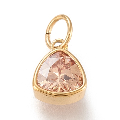 PVD Vacuum Plating 304 Stainless Steel Cubic Zirconia Pendant ZIRC-P080-A08-1