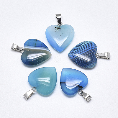 Natural Banded Agate/Striped Agate Pendants G-T122-24G-1