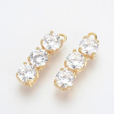 Brass Cubic Zirconia Pendants KK-R015-111G-1