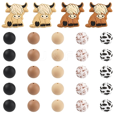 49Pcs Food Grade Eco-Friendly Silicone Beads SIL-YW0001-86-1