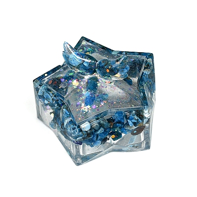 Resin Storage Box & Natural Blue Opal Chips Decorations PW-WG11533-01-1