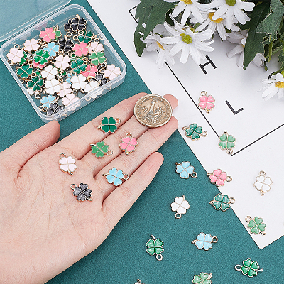 64Pcs 8 Style Alloy Enamel Pendants ENAM-SC0003-01-1