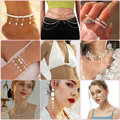 1460Pcs 6 Styles Imitation Pearl Acrylic Beads PEAR-LT0001-01-1