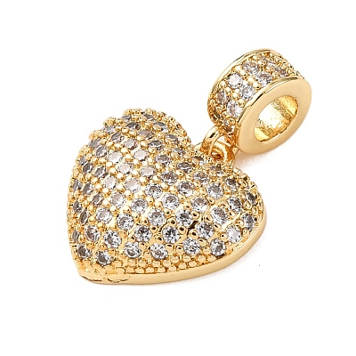 Brass Micro Pave Cubic Zirconia European Dangle Charms KK-K408-55G-1