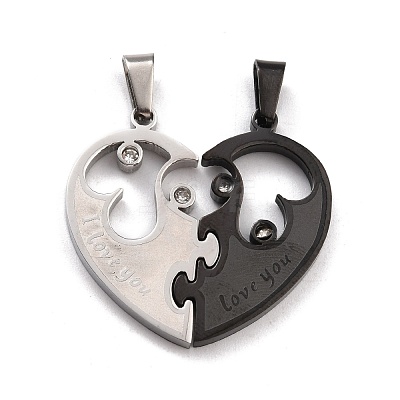304 Stainless Steel Couple Pendants STAS-K235-07EBP-1