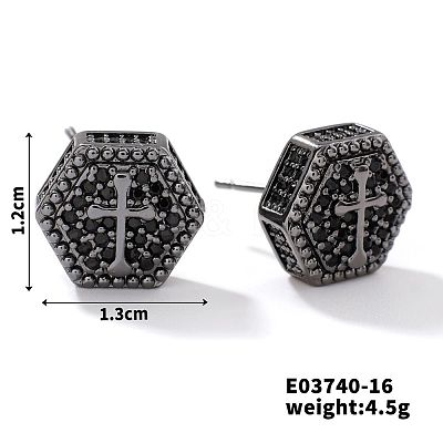 Chic Brass Cubic Zirconia Stud Earrings ZD1304-8-1