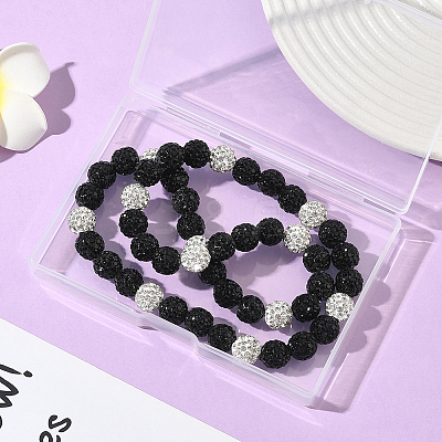 1Pc Polymer Clay Rhinestone Round Beaded Stretch Necklaces NJEW-SP0001-14H-1