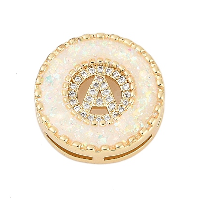 Brass Micro Pave Cubic Zirconia Slide Charms KK-I723-51G-02-1