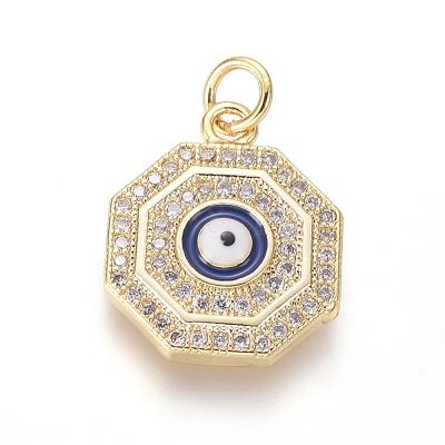 Brass Micro Pave Cubic Zirconia Pendants ZIRC-I032-49G-1