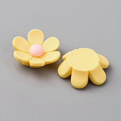 Opaque Resin Flower Cabochons LS-CRES-WH0010-053A-03-1
