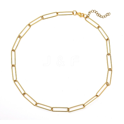 304 Stainless Steel Paperclip Chain Necklace NJEW-M183-04G-A-1