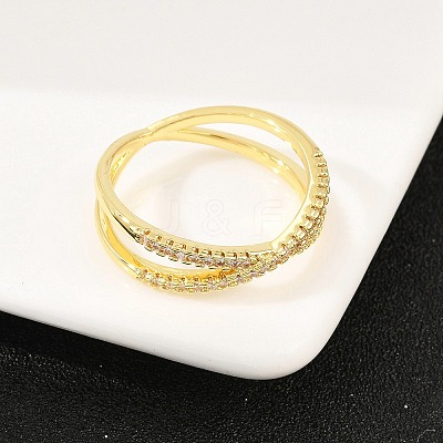 Brass Micro Pave Cubic Zirconia Finger Rings RJEW-D340-01G-05-1