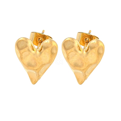 Heart 304 Stainless Steel Ear Studs EJEW-L290-025G-1