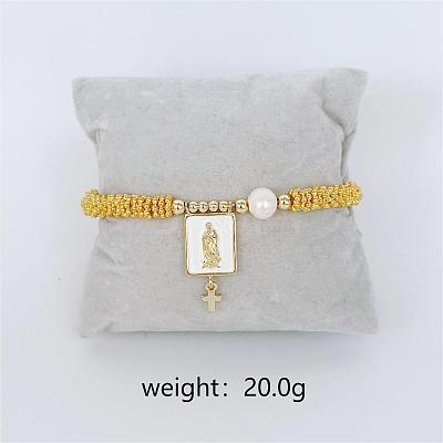 Bohemian Style Brass Rectangle Charm Bracelets FS-WG04134-03-1