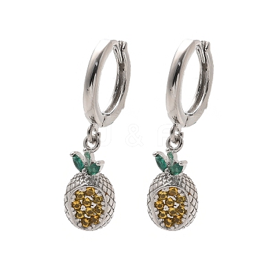 Brass Cubic Zirconia Hoop Earrings EJEW-Q015-02P-1
