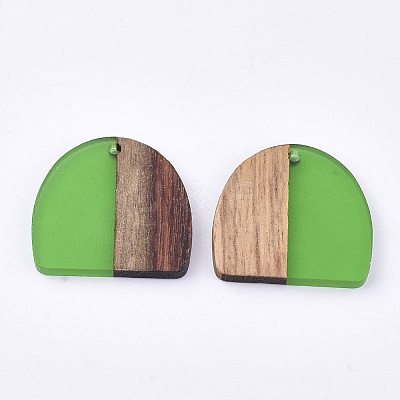 Resin & Walnut Wood Semi Circle Pendants LS-RESI-T035-07C-1