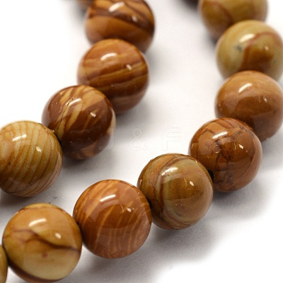Natural Wood Lace Stone Wooden Jasper Beads Strands X-G-G763-05-4mm-1