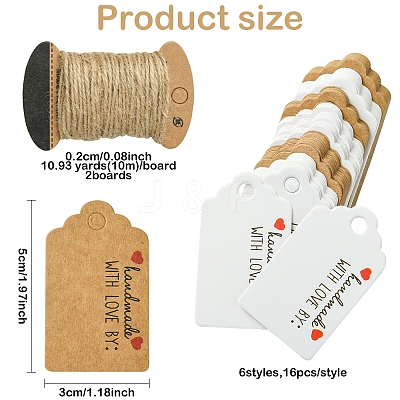 96Pcs 6 Styles Paper Gift Tags CDIS-FS0001-26-1