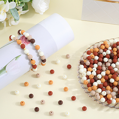 500Pcs Rubberized Style Imitated Silicone Acrylic Beads MACR-SP0001-07D-1