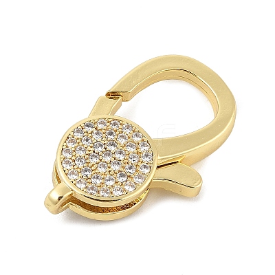 Brass Micro Pave Clear Cubic Zirconia Lobster Claw Clasps KK-P299-05G-1