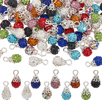 Handmade Polymer Clay Glass Rhinestone Pendants PALLOY-PH01693-1