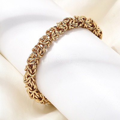 304 Stainless Steel Byzantine Chains Bracelets for Women BJEW-P399-01A-G-1