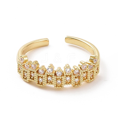 Clear Cubic Zirconia Rectangle Open Cuff Ring RJEW-G283-09G-1