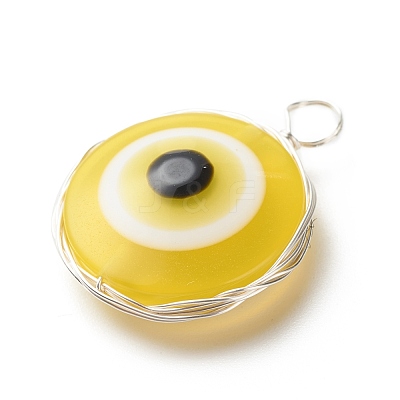 Transparent Evil Eye Resin Pendants PALLOY-JF01845-02-1