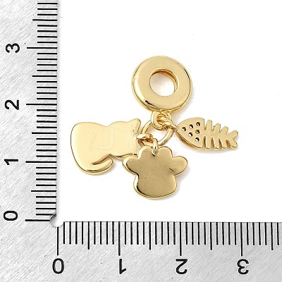 Brass Micro Pave Clear Cubic Zirconia European Dangle Charms KK-Z150-11G-1