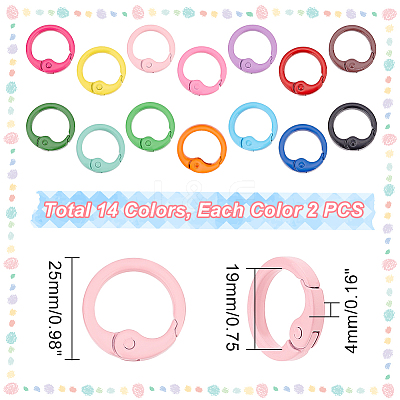28Pcs 14 Colors Spray Painted Alloy Spring Gate Rings FIND-PH0007-90-1