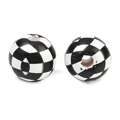 Printed Wood European Beads WOOD-G029-04-1