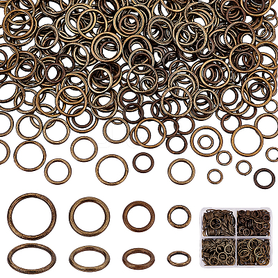 360Pcs 4 Styles Alloy Soldered Closed Jump Rings KK-PH0010-13AB-1