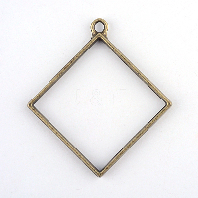 Rack Plating Alloy Rhombus Open Back Bezel Pendants LS-PALLOY-S047-22F-FF-1
