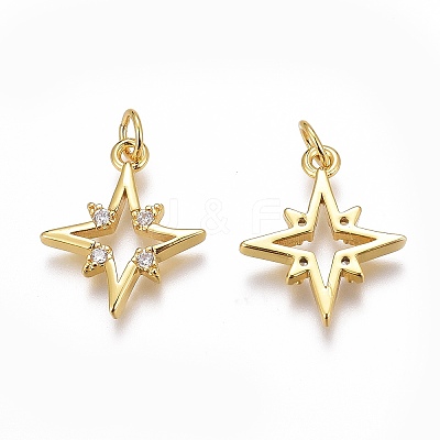 Brass Micro Pave Clear Cubic Zirconia Pendants X-ZIRC-O035-22G-1