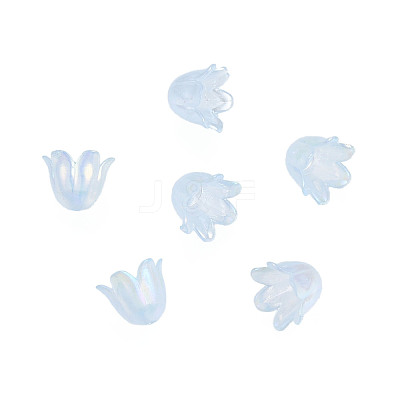 6-Petal Imitation Jelly Acrylic Bead Caps JACR-T002-02C-1