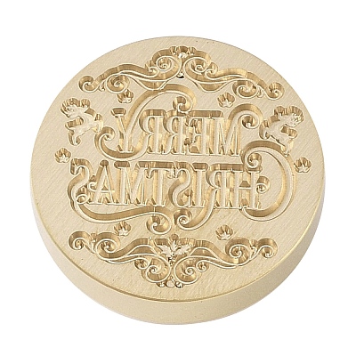 Merry Christmas Series Wax Seal Brass Stamp Head AJEW-M037-01G-14-1